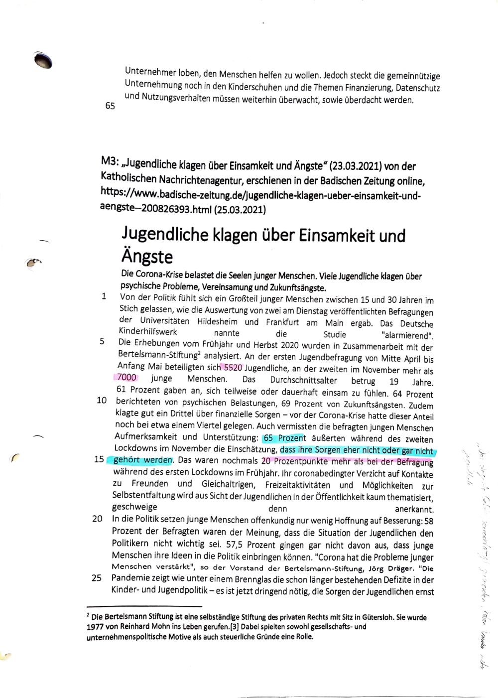 Documento da prova: MGS - REGIONALABITUR ARGENTINIEN, CHILE UND URUGUAY