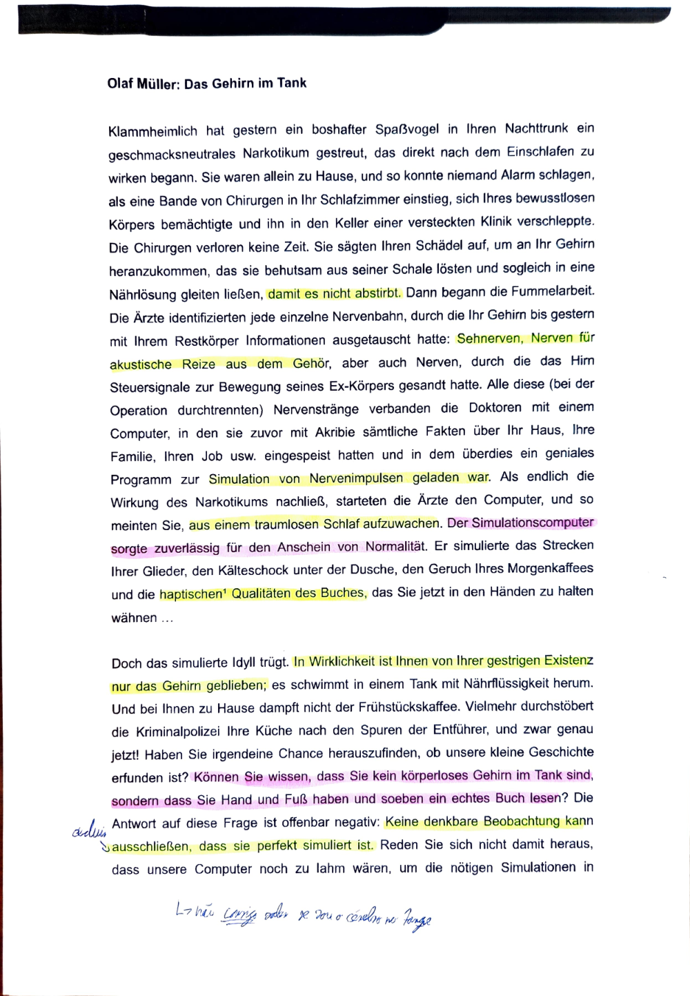 Documento da prova: Erkenntnistheorie - 123B 2025