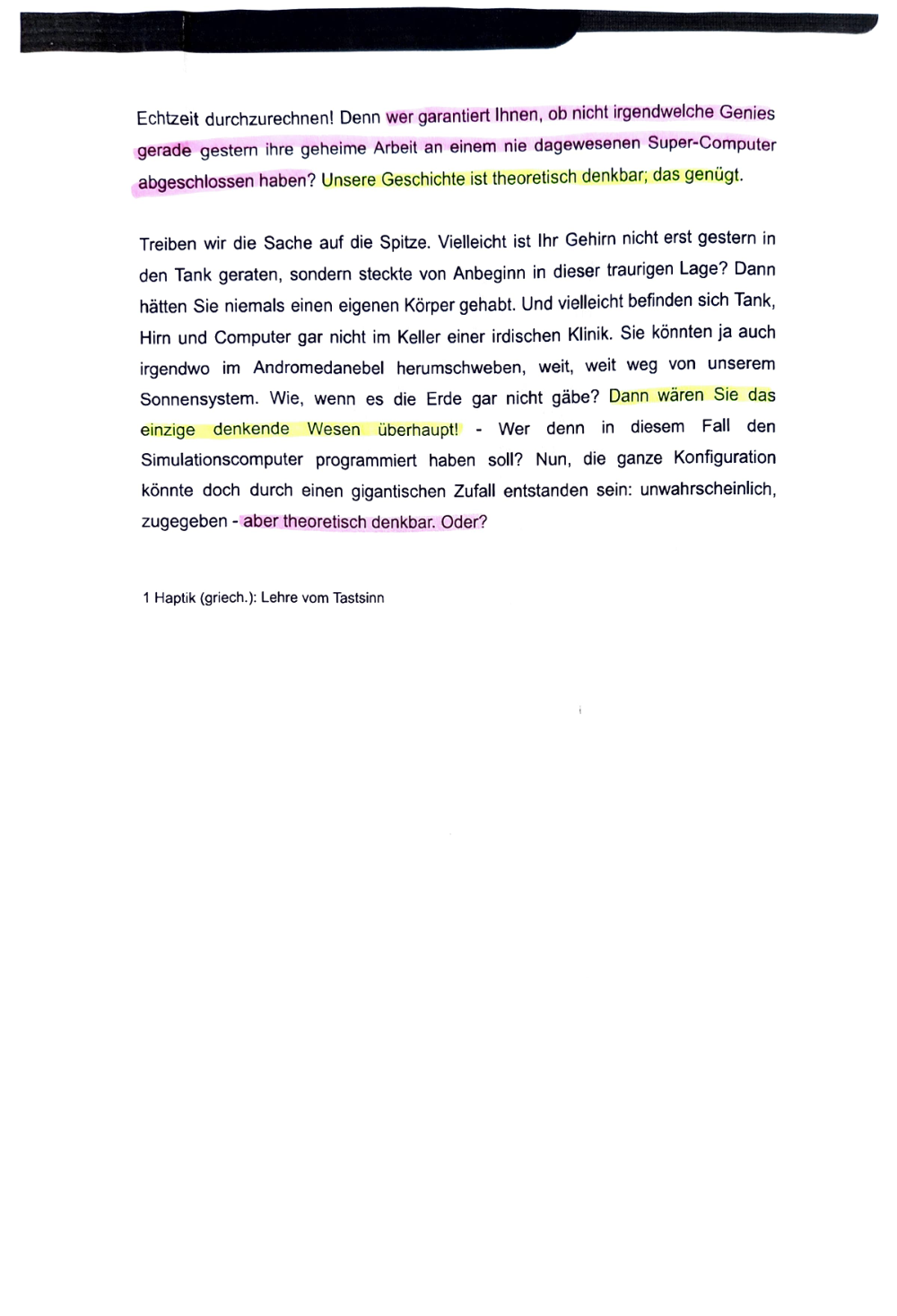 Documento da prova: Erkenntnistheorie - 123B 2025