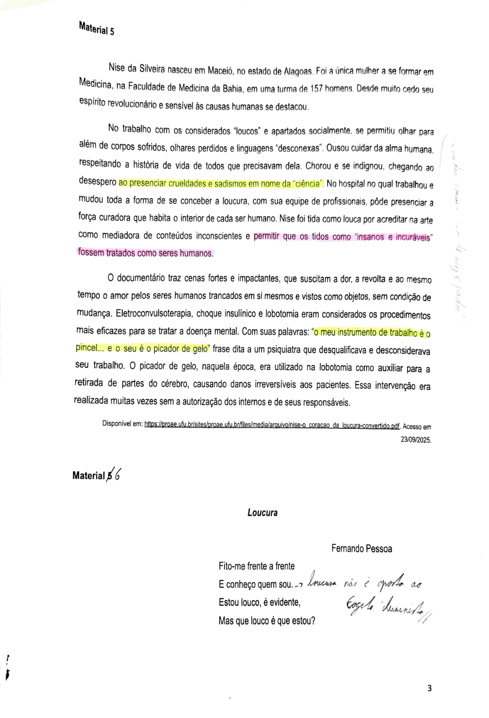Documento da prova: Razão e Loucura (Michel Foucault) - P2 Q2 123B