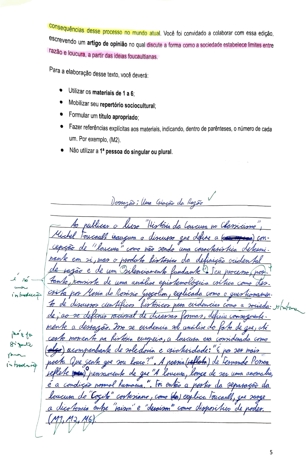 Documento da prova: Razão e Loucura (Michel Foucault) - P2 Q2 123B