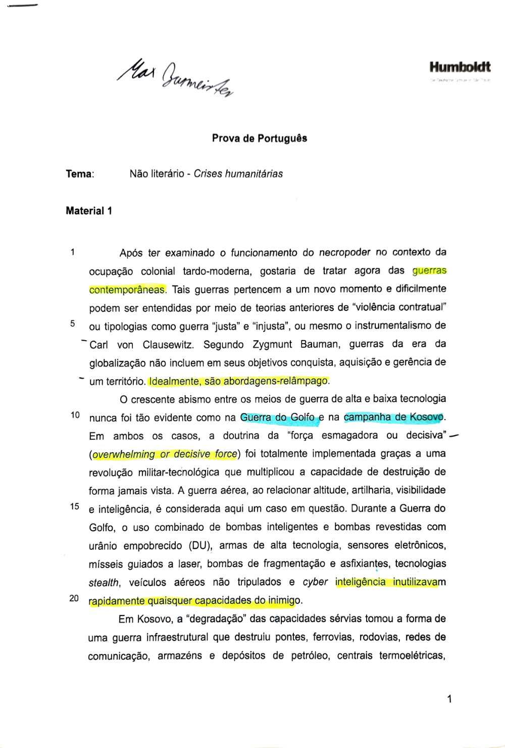 Primeira página de Crises humanitárias - P1 Q3 131B