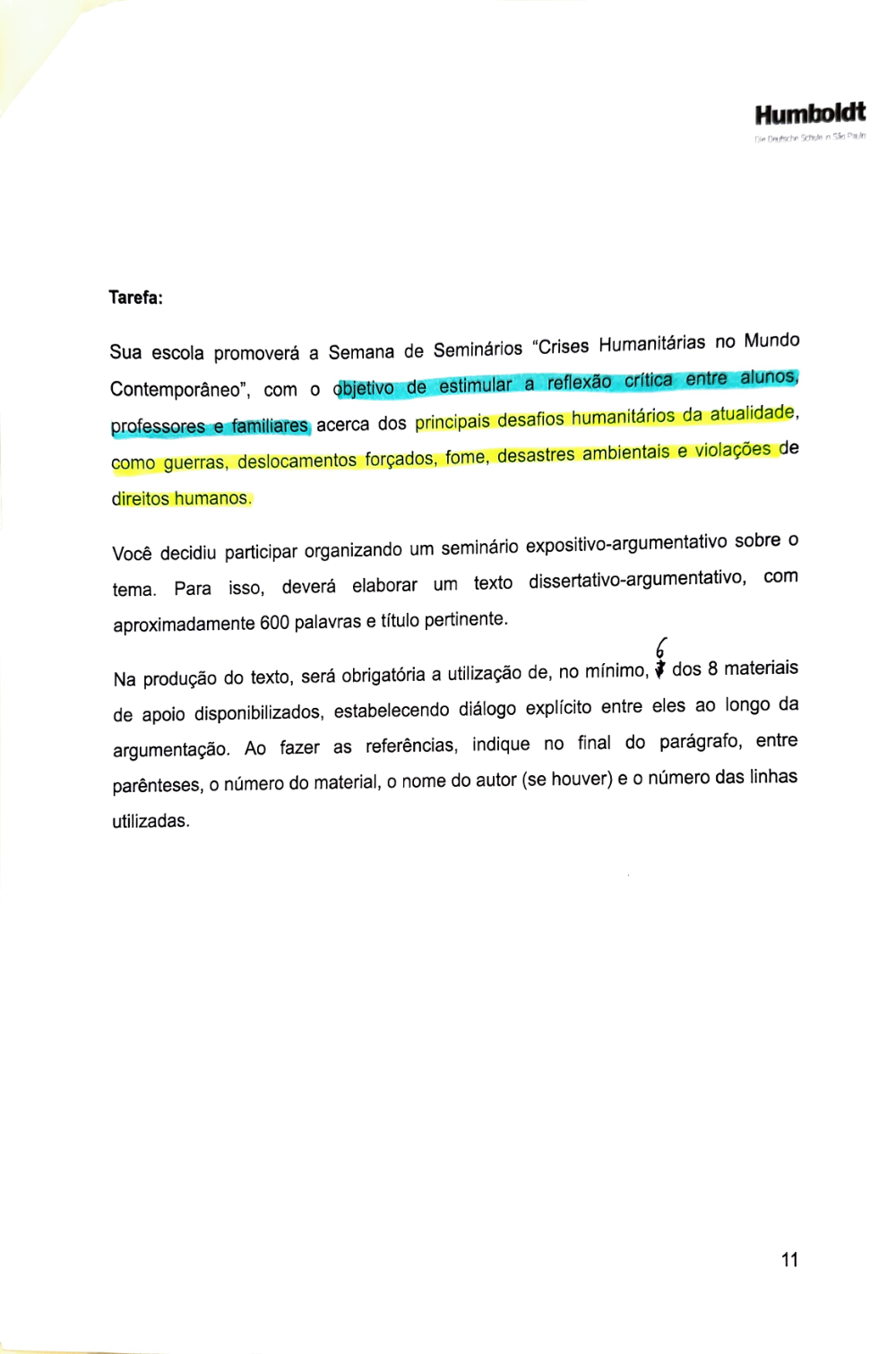 Documento da prova: Crises humanitárias - P1 Q3 131B