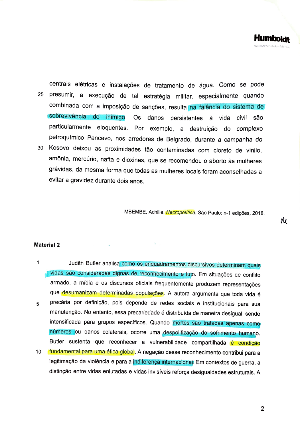 Documento da prova: Crises humanitárias - P1 Q3 131B
