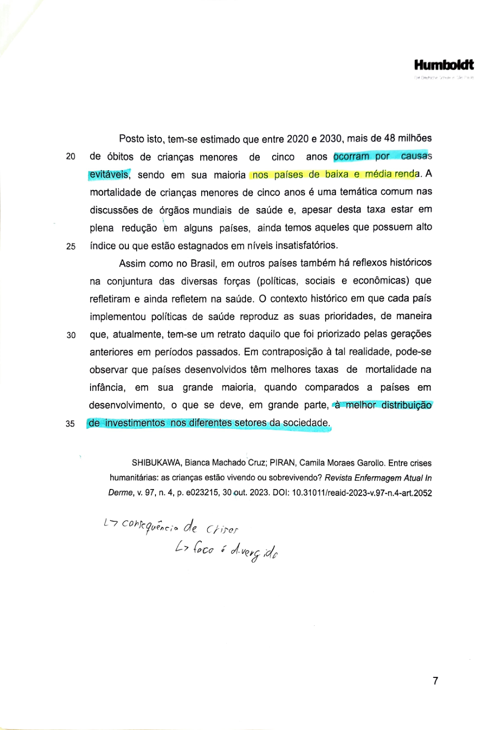Documento da prova: Crises humanitárias - P1 Q3 131B