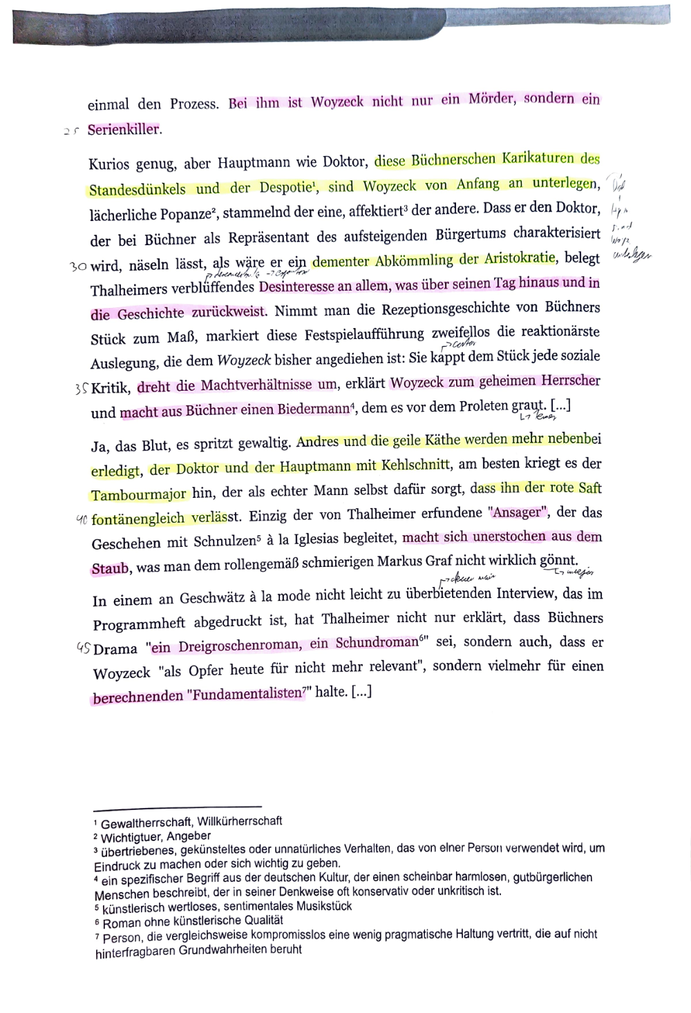 Documento da prova: "Woyzeck" von Georg Büchner - 123B 2025