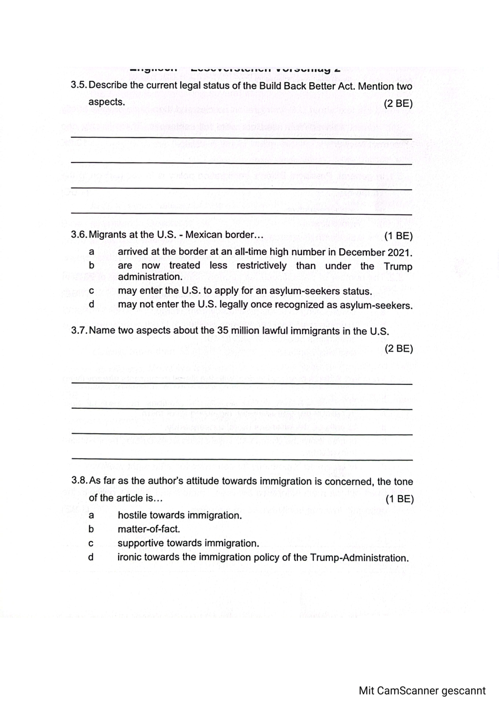 Documento da prova: Reading Comprehension - 2023