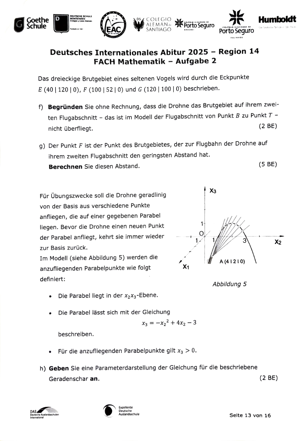 Documento da prova: Deutsches Internationales Abitur 2025 – Region 14 FACH Mathematik - Aufgabe 2