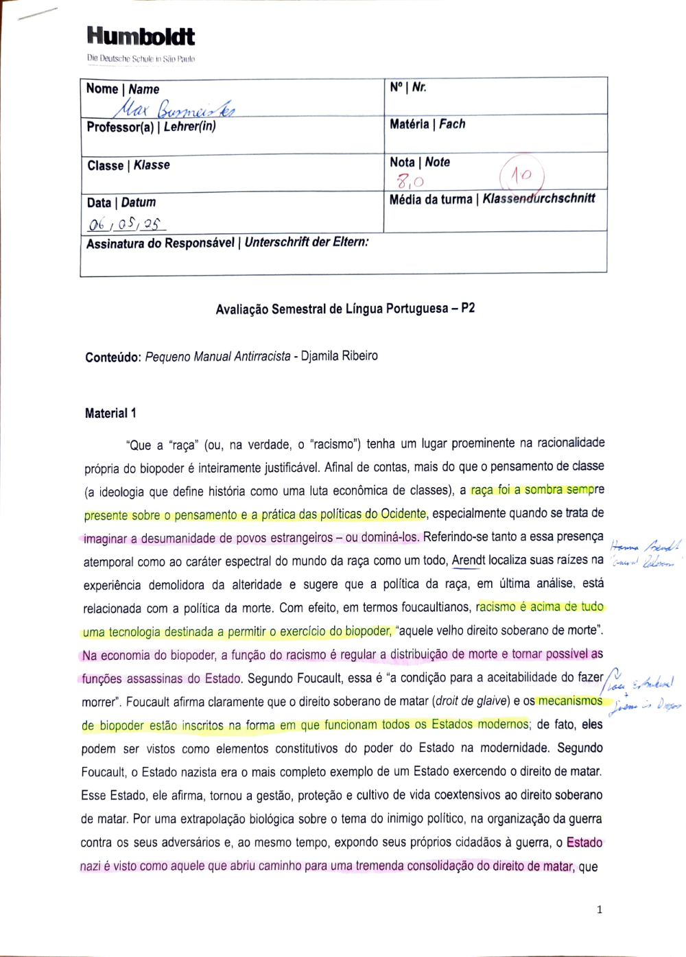 Documento da prova: Pequeno Manual Antirracista (Djamila Ribeiro) - 123B 2025