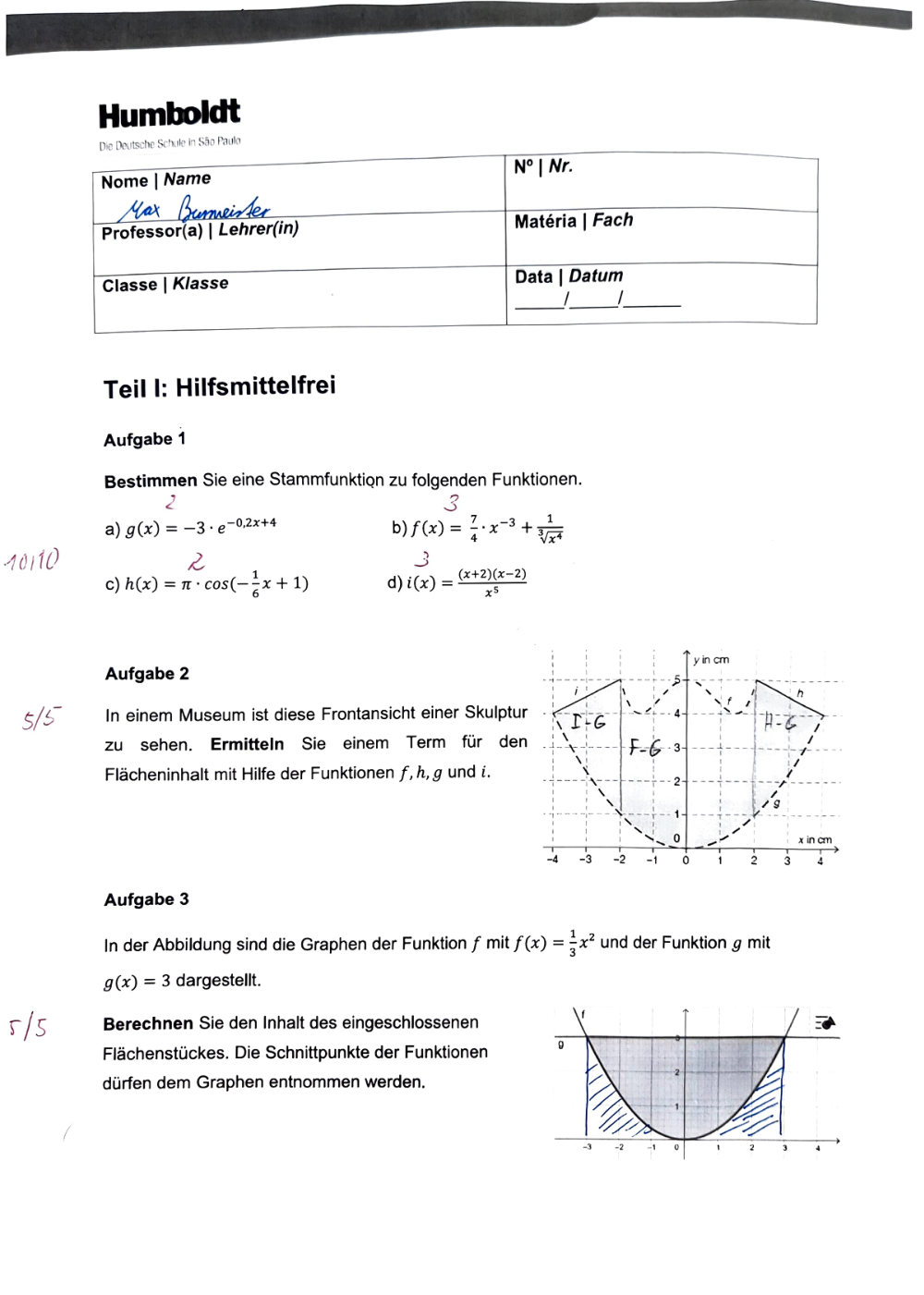 Primeira página de Analysis (Integralrechnung) - P1 Q2 123B