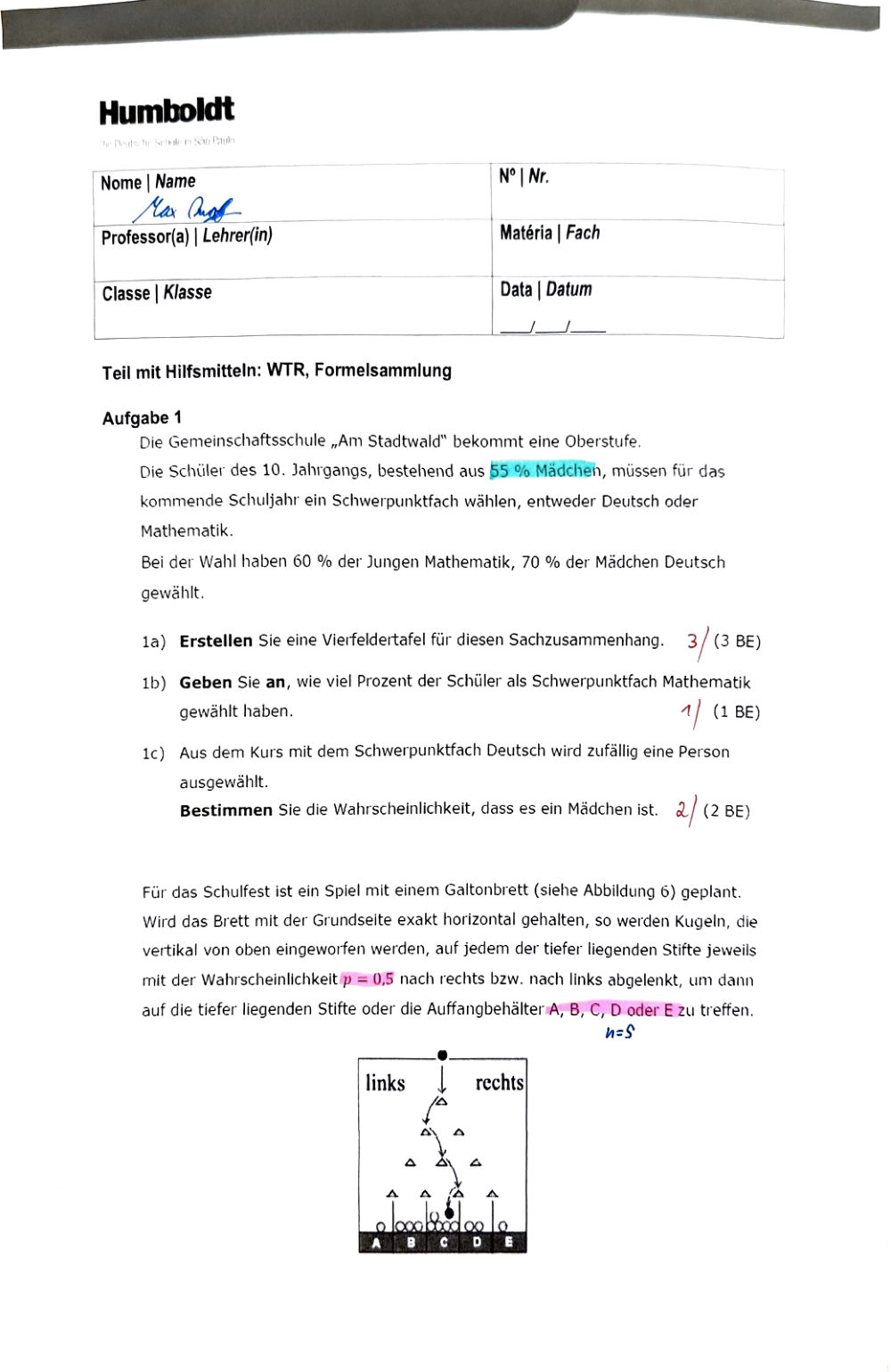 Documento da prova: Analysis + Analytische Geometrie - P2 Q3 131B