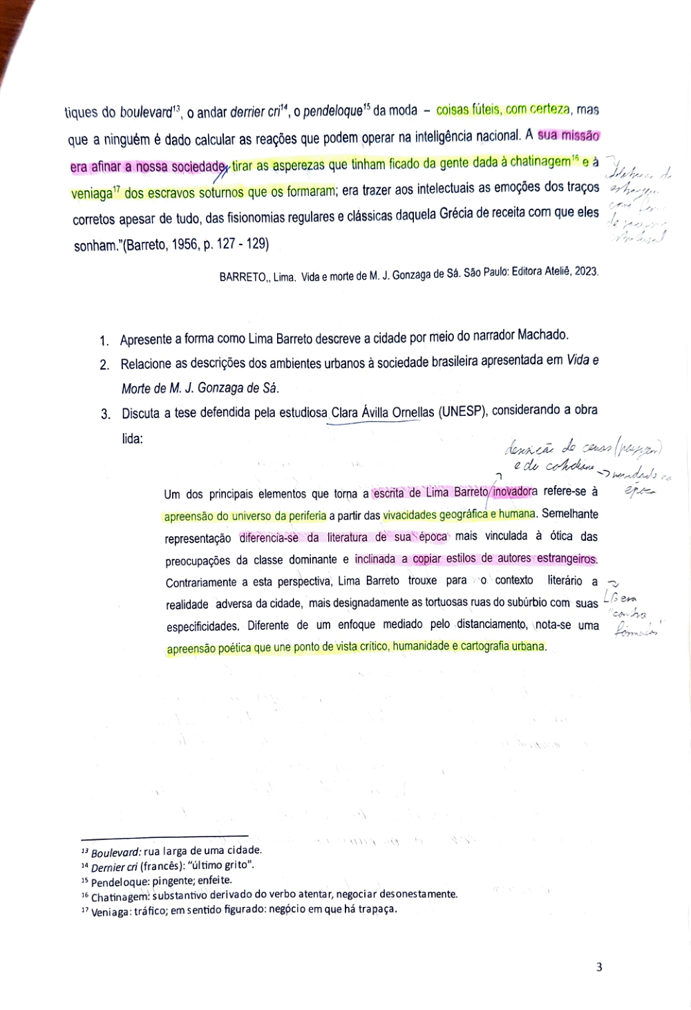 Documento da prova: "Vida e Morte de M. J. Gonzaga de Sá" de Lima Barreto - Português P1 123B 2025