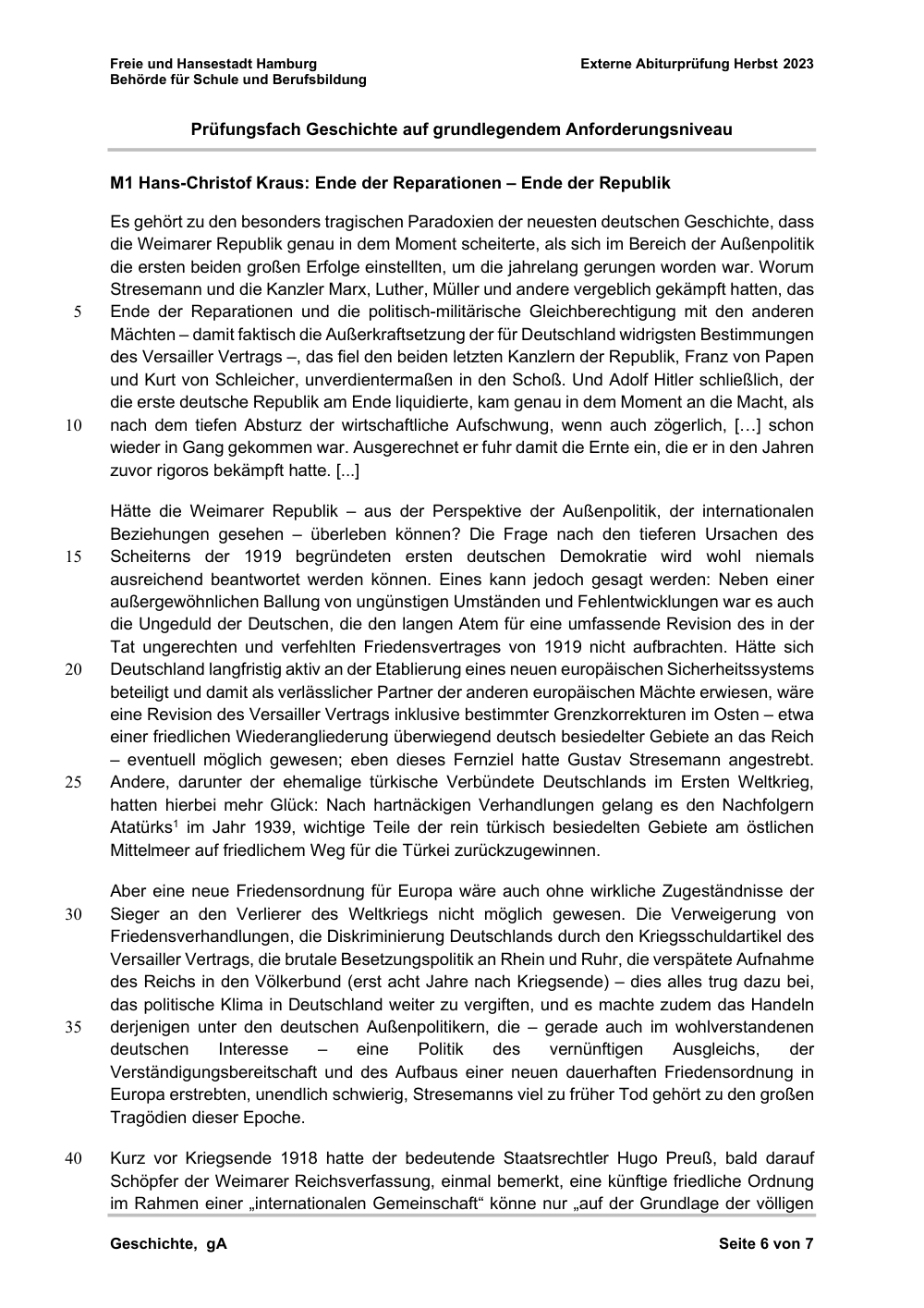 Documento da prova: Externe Abiturprüfung Herbst 2023 - Aufgabe 2