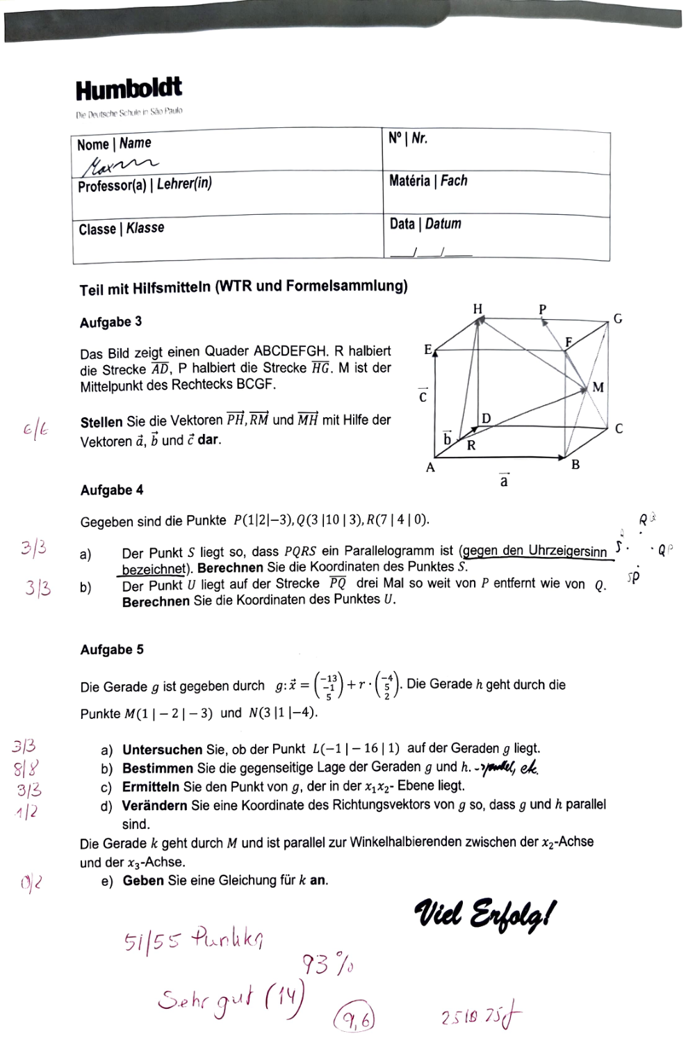 Documento da prova: Analysis + Analytische Geometrie - P2 Q2 123B