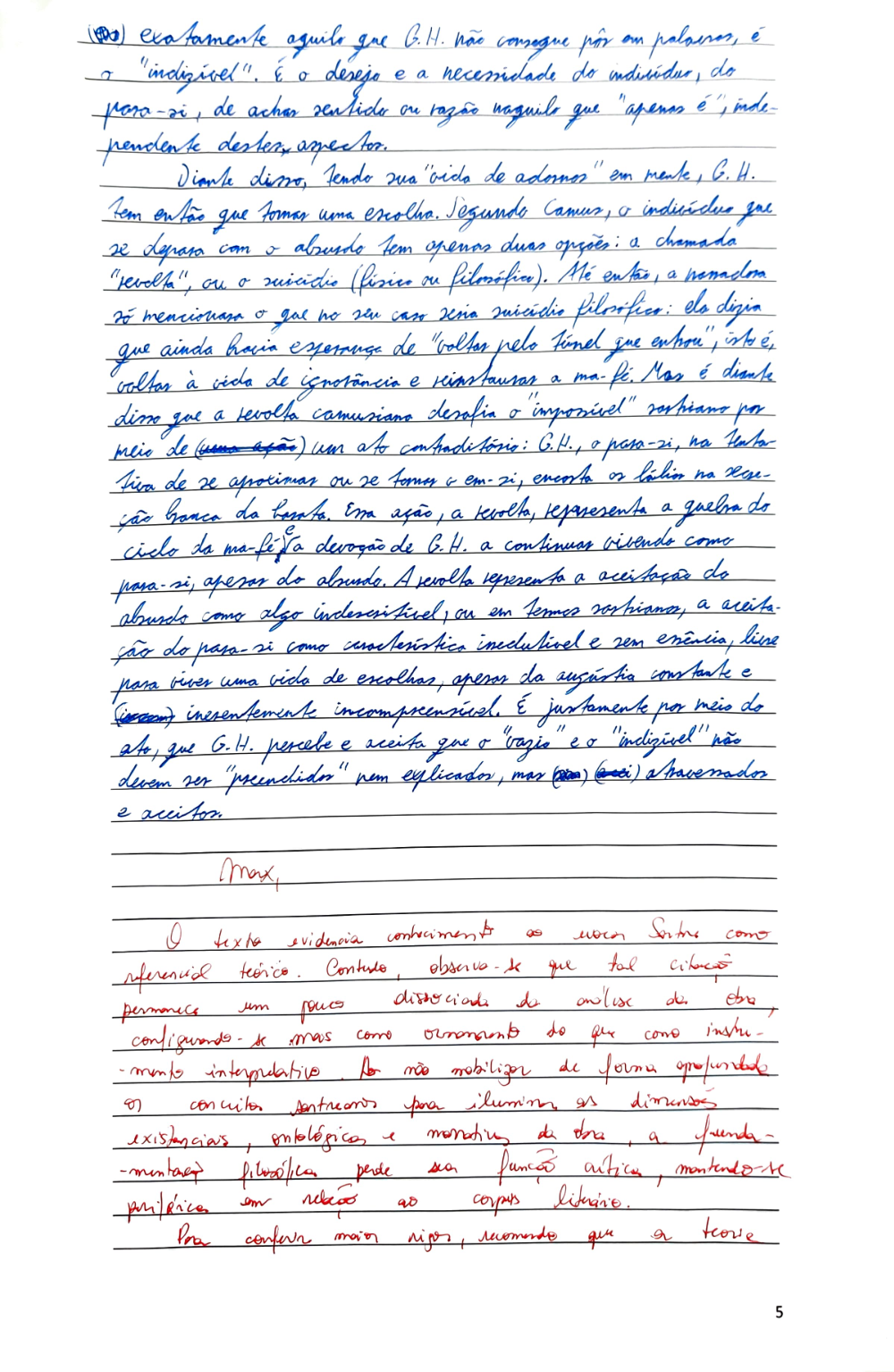 Documento da prova: A Paixão segundo G.H. - P1 Q2 123B