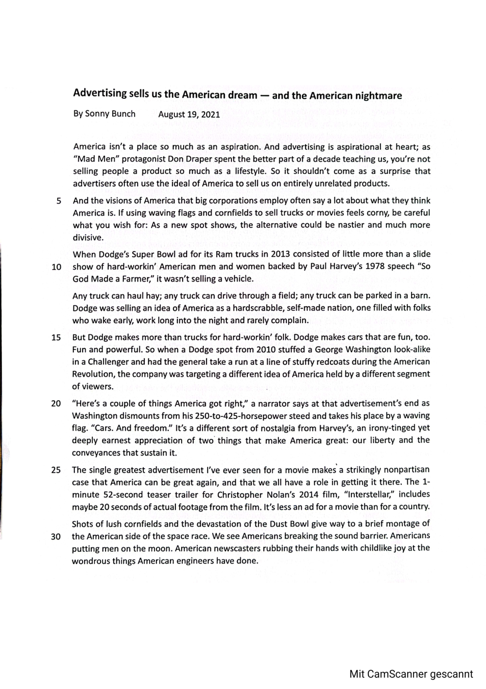 Documento da prova: Summary, Analysis, Composition - Alternative 1