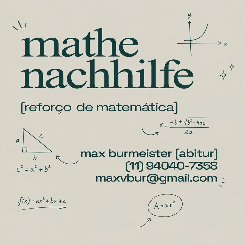 Pôster digital do Mathe Nachhilfe, aulas particulares de matemática