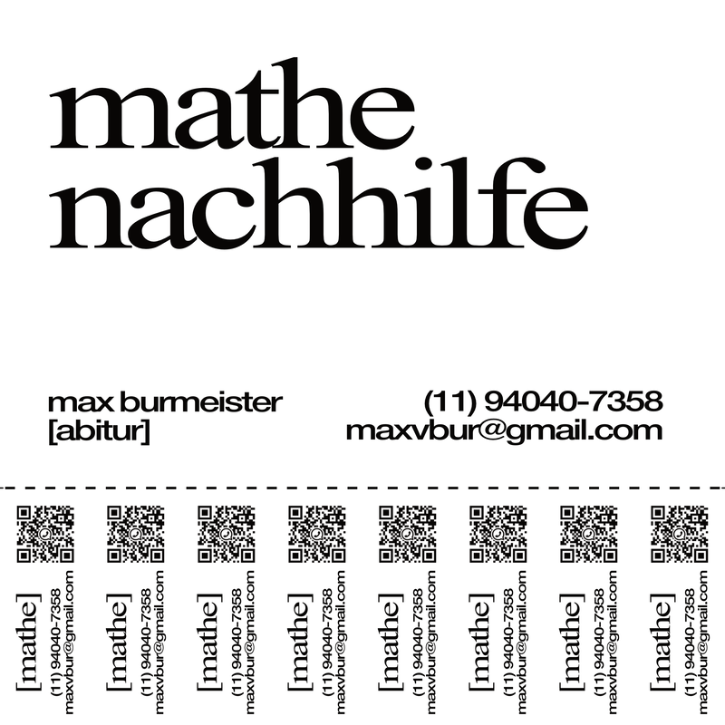 Pôster físico do Mathe Nachhilfe, aulas particulares de matemática