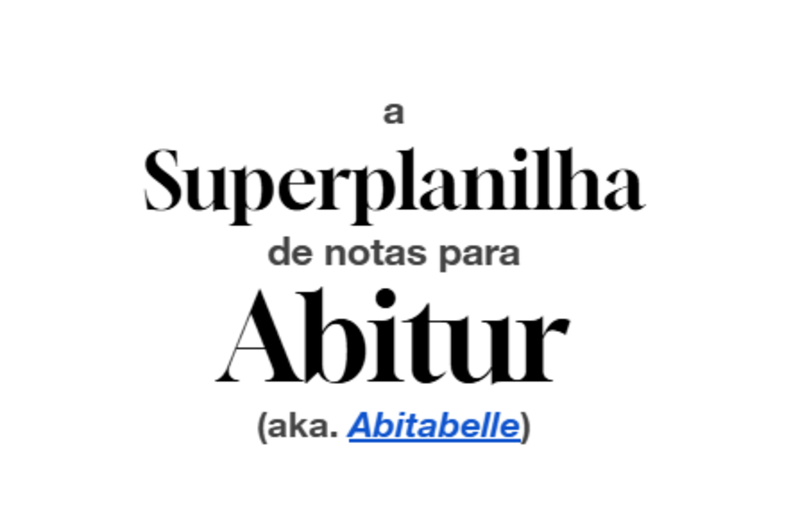 Pôster da Superplanilha, a planilha de notas para o Abitur